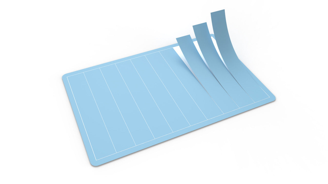 9 Micron Diamond Lapping Film in flat lay on white background at close-up from directly above.