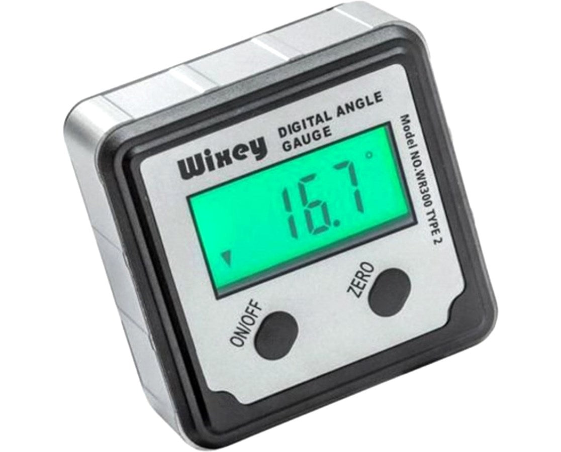 Wixey WR300 Type 2 Digital Angle Gauge in close-up view from front angle.
