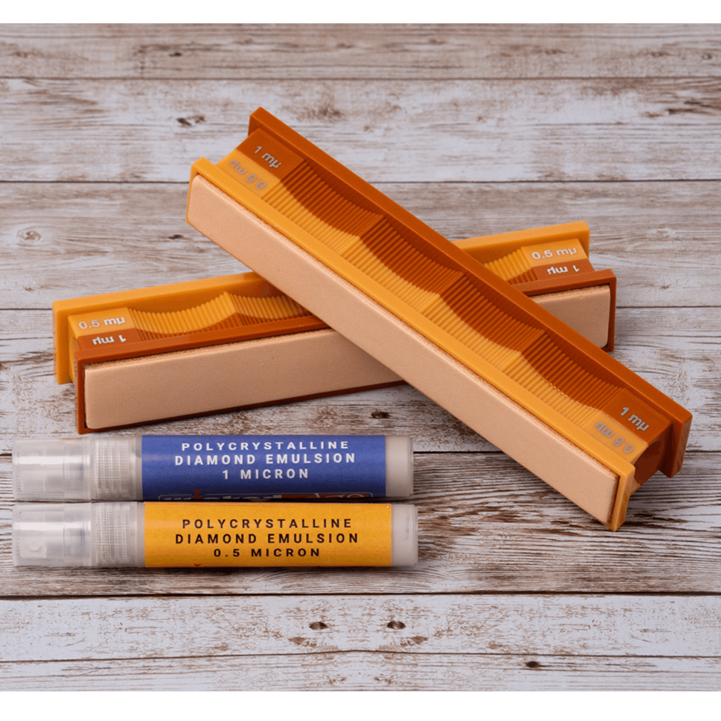 1/0.5 Micron Diamond Emulsion and Leather Strops Pack